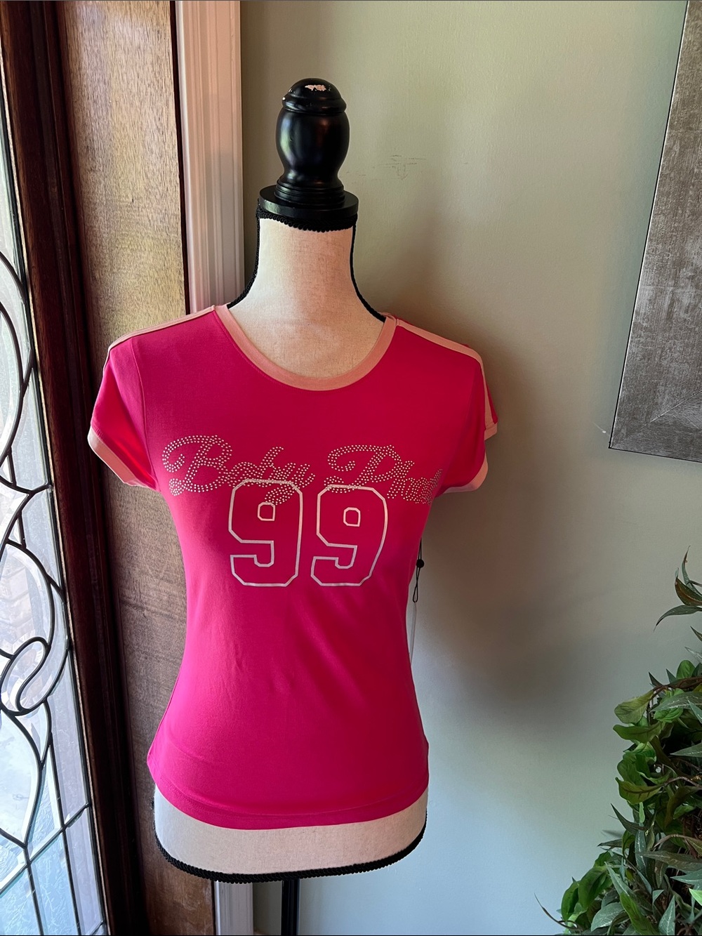Baby Phat Hot Pink Rhinestone '99' Short Sleeve Tee